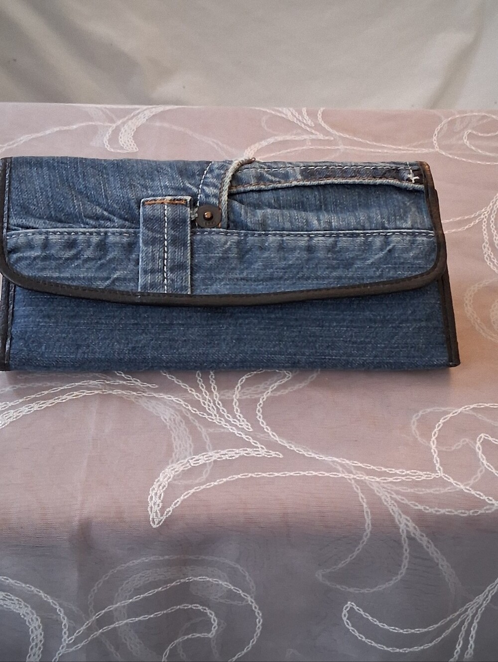 Bijoux de JA Upcycled Blue Denium Trifold Clutch Wallet